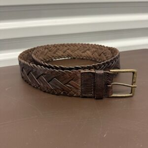 BED|STU Cobbler Series Genuine Leather Woven Belt Braided Brass XL 42"